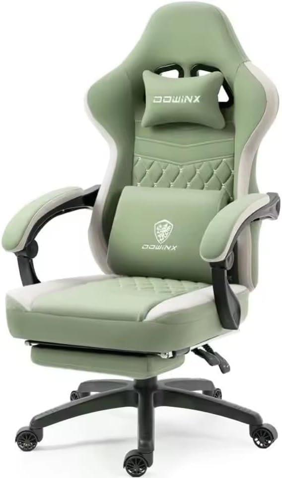 Leather Comfortable Office Chair with Gel Pad Storage Bag Gaming Chair Breathable Fabric(Gray)