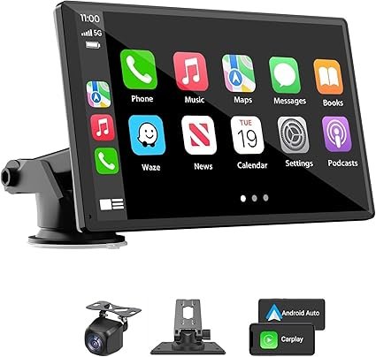 Portable Wireless Carplay Car Stereo, 7" HD Touchscreen for Car with Apple CarPlay & Android Auto wi