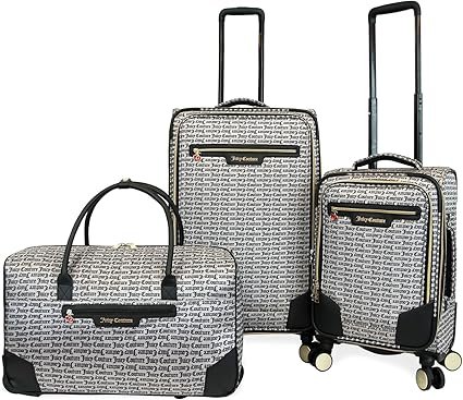 Juicy Couture Women's Evelyn 3pc Luggage Set, Juicy Beige Black