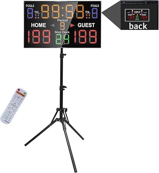Multisport Electronic Tabletop Scoreboard with Back Display,Portable Battery-Powered Scoreboard with
